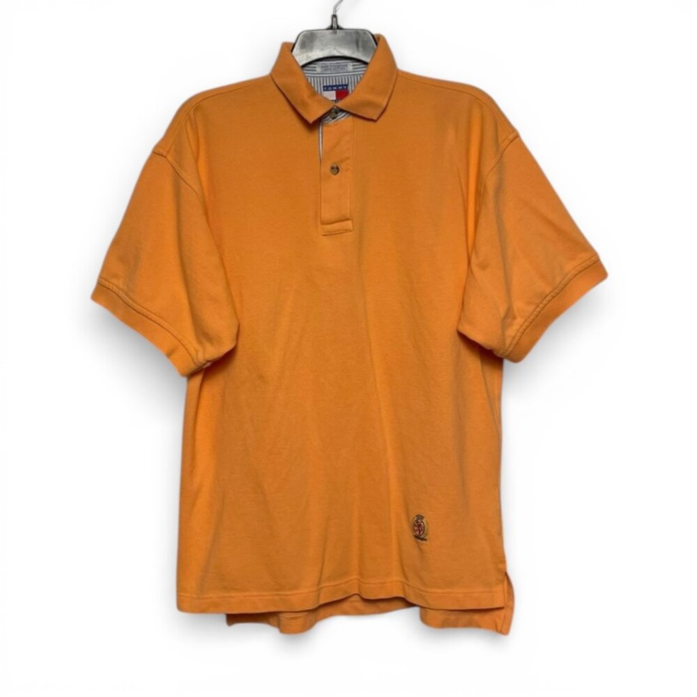 Vintage orange Tommy Hilfiger Polo mens size Small 100% cotton